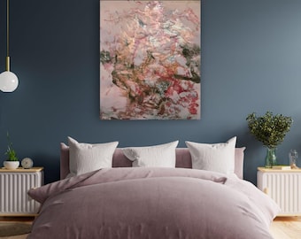 Una impresión artística abstracta con textura en pasteles suaves: decoración de pared única