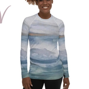 Pacific Waves Goodbye 3 T-shirt z nadrukiem na całej powierzchni, T-shirt z długim rękawem dla kobiet, T-shirt górski, T-shirt Pacific Waves, T-shirt z motywem plażowym