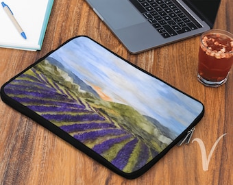 Provence Lavender Field Laptop Sleeve: Original Art Laptop Case