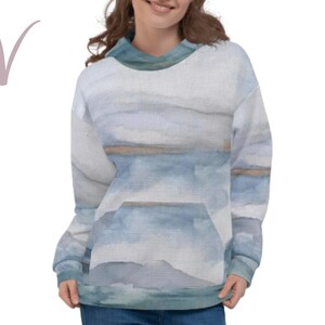 Pacific Waves Goodbye 3 All-Over Print Hoodie, Unisex Hoodie Ocean Waves Hoodie, Beach Waves Hoodie, Bluza z kapturem z motywem oceanu