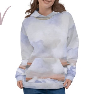 Pacific Waves Goodbye 1 All-Over Print Hoodie, Unisex Hoodie Ocean Waves Hoodie, Beach Waves Hoodie, Bluza z kapturem z motywem oceanu