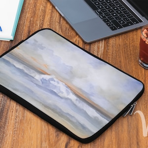 Pacific Waves Goodbye 1 pokrowiec na laptopa, Oryginalna sztuka, 13-calowy pokrowiec na laptopa, 15-calowy pokrowiec na laptopa, Etui na laptopa, Ocean Wave pokrowiec na laptopa