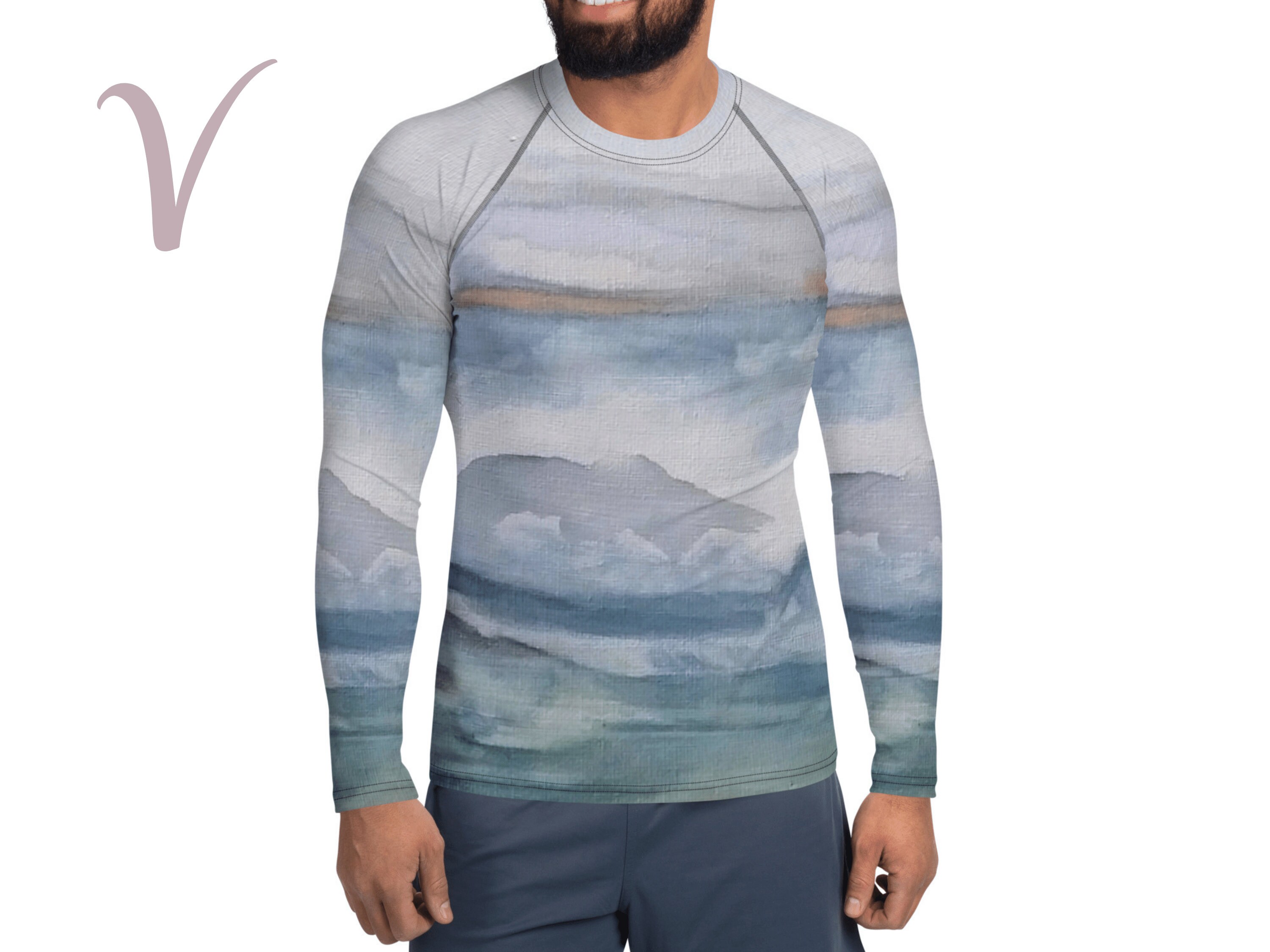 Pacific Waves Goodbye 3 All-over Print Tshirt, Men's Long Sleeve