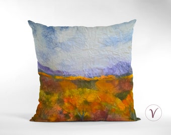 Decorative Pillow California Provence Original Art, 18x18, 22x22, Lumbar Pillow, California Throw Pillow, Accent Pillow, Watercolor