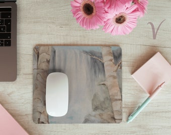 Forest Waterfall Mouse Pad: Original Art Landscape Mousepad