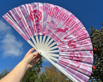 Pink Pony Club Clack Fan, Bamboo Handle - Large Festival Fan