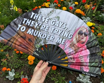 These Gays Murder Me Fan, Bamboo Clack Fan, Drag Queen