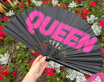 Abanico Queen Clack, abanico plegable de bambú para festivales