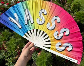 Yassss Clack Fan: Rainbow Festival Drag Queen Fan