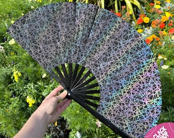Reflective Pattern Clack Fan: Festival Drag Queen Bamboo Fan