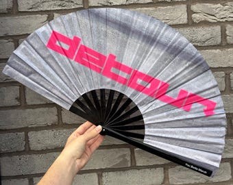 XL Detour Fan: Black Bamboo Handle, Drag Queen Festival Accessory