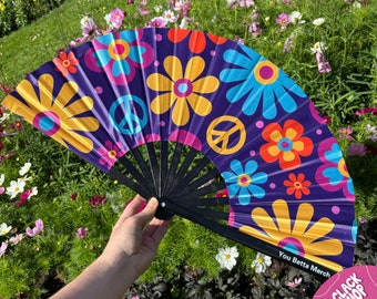 Flower Power Clack Fan: Bamboo Drag Queen Festival Fan