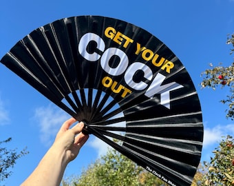 Get Your Cock Out Fan - Bamboo Clack Fan, Drag Queen