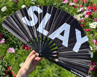 XL Slay Clack Fan: Bamboo Festival Hand Fan