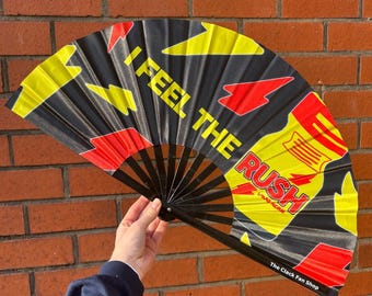 I Feel The Rush Fan: Bamboo Clack Fan for Festivals & Drag
