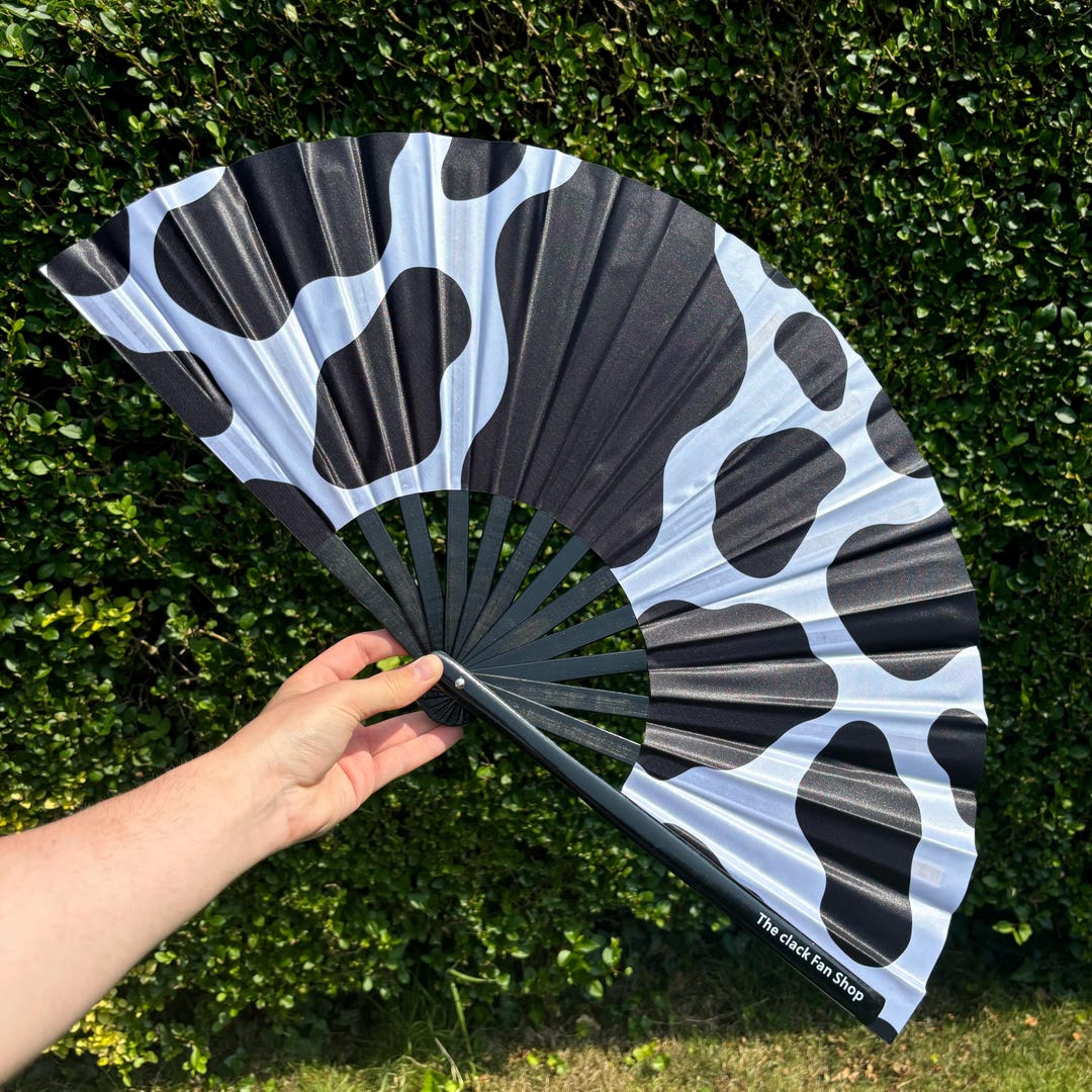 Clack Fan Ribs Cow Print Clack Fan: Bamboo Ribs, Festival Drag Queen Fan - Etsy UK