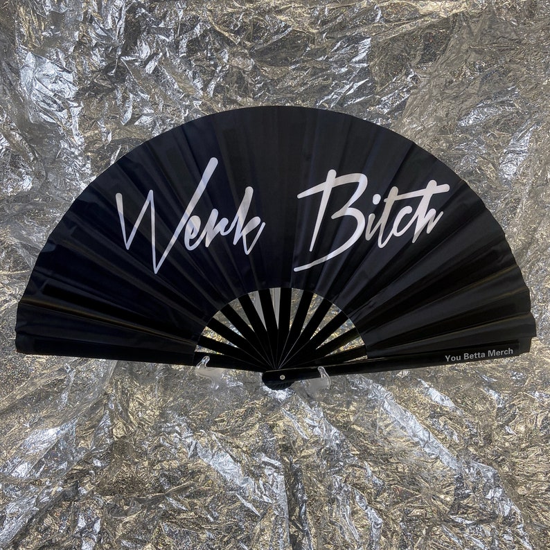 Clack Fan Ribs Werk Bitch Clack Fan, Bamboo Ribs - Drag Queen Festival Fan - Etsy Canada