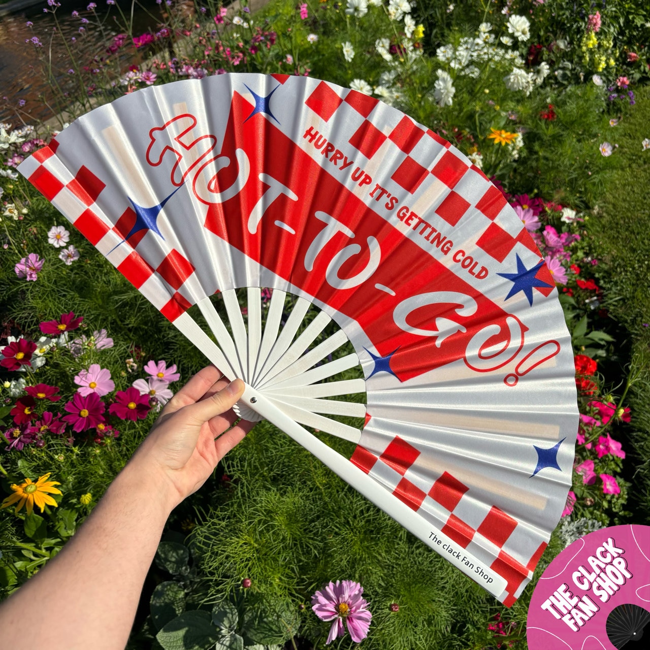 HOT TO GO Clack Fan: Bamboo Handle, Festival Drag Queen Fan