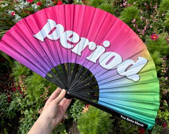 Period Rainbow Clack Fan: Bamboo Drag Queen Festival Fan