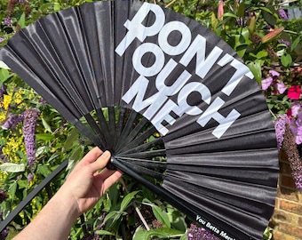 Don't Touch Me Clack Fan: Bamboo Handle, Drag Queen Festival Accessory