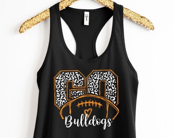 Bulldogs Football Tank Top, Leopard Print Orange School Colors Tank Top, Game Day Outfit, Game Day Tank Top, Game Day Shirt, Go Bulldogs