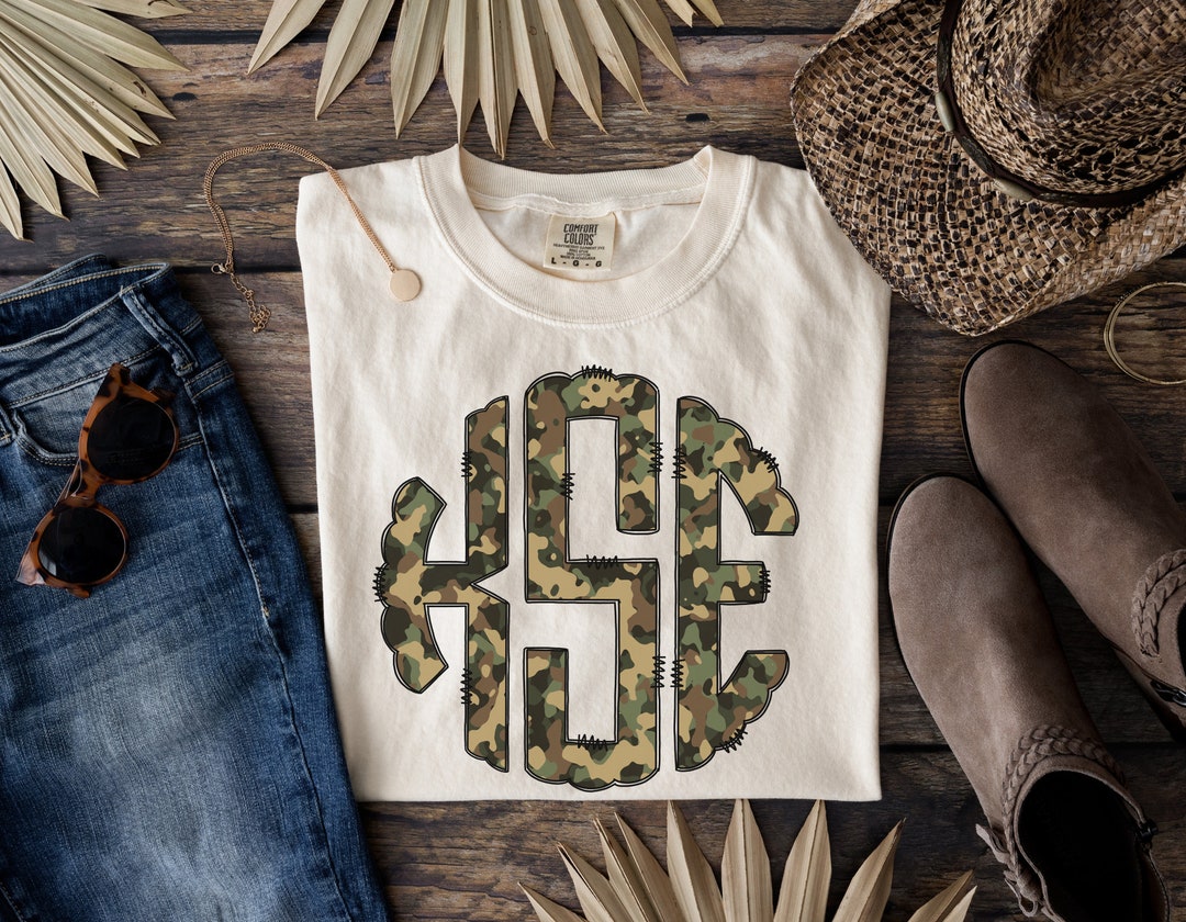 Custom Comfort Colors Camo Monogram Shirt Camouflage Personalized Shirt ...