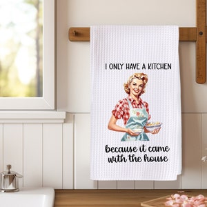Funny Retro Housewife Towels, Funny Kitchen Towel, Funny, Dish Towel, Tea Towel, Funny, Kitchen, Gift, Friend, Housewarming Gift, Kitchen