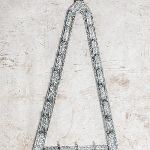 Vintage Gray & White Marbled Enamel Pot Rack | Wall Mount Farmhouse Kitchen Storage