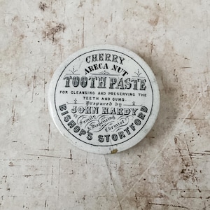 Antique English Toothpaste Pot Lid  Ironstone Advertising Lid