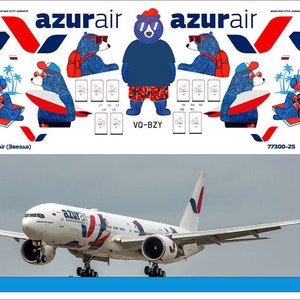 1/144   PAS-Decals #777300-25 - Boeing 777-300 Azur Air Bears.