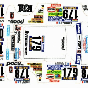 1/43 Decals for Lada 4x4 Niva Poch #178, #179 & #180 Rally Paris-Dakar 1984