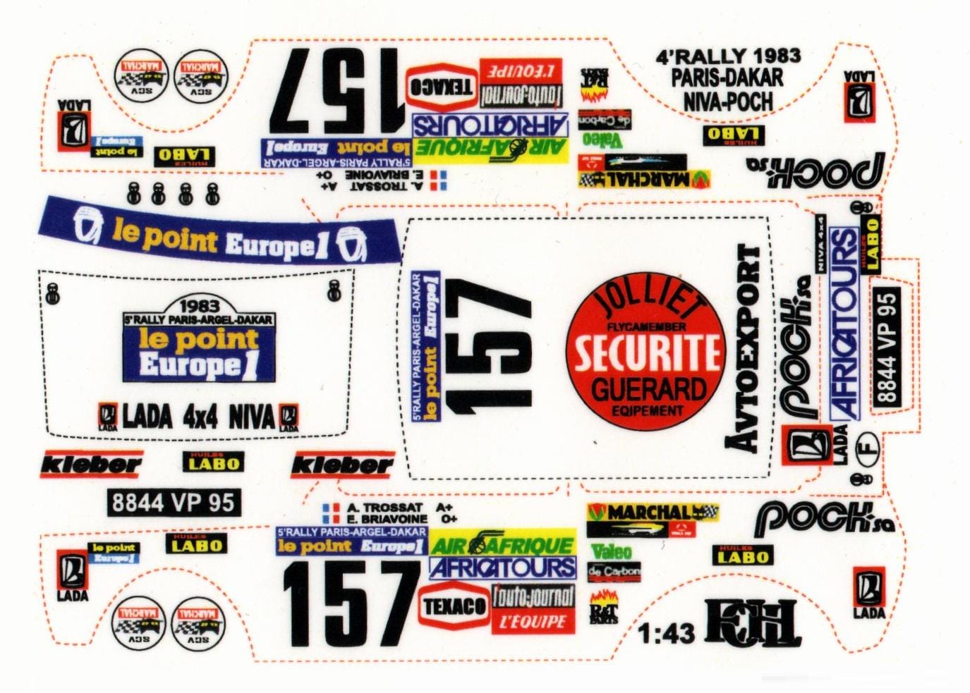 1/43 Decals for Lada 4x4 Niva Poch #157 Rally Paris-dakar 1983 - Etsy