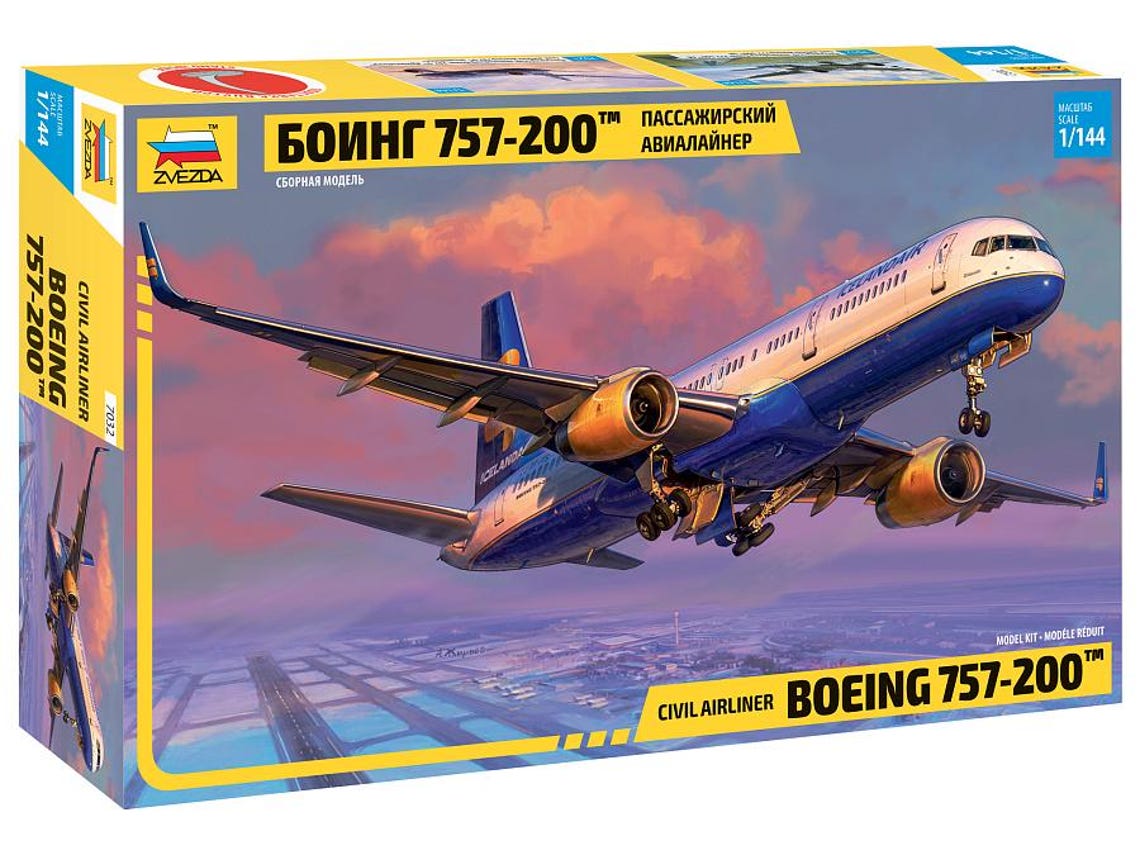 Zvezda 7041 - Boeing 757-300 Civil Airliner - Maquette échelle 1/144, 122 Pièces, 37.8 Cm, Dès 10 Ans