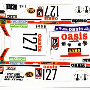 1/43 Decals for Lada 4x4 Niva VAZ-2121 #127 Rally Paris-Dakar 1980