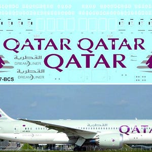 Calcomanías PAS a escala 1/144 n.° 787800-02 - Boeing 787 Qatar, calcomanía