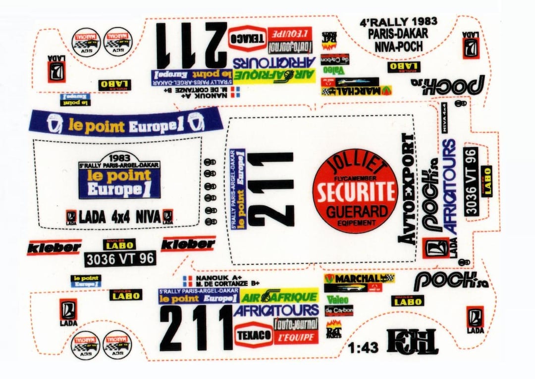 1/43 Decals for Lada 4x4 Niva Poch #211 Rally Paris-dakar 1983 - Etsy