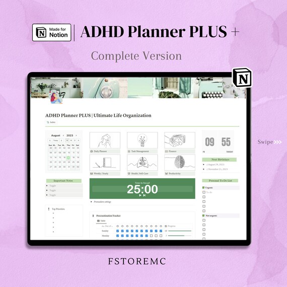 ADHD Notion Planner: Ultimate Life Organization (Digital Download)