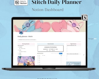 Stitch Daily Planner Notion Template: ADHD-Friendly To-Do List (PDF)