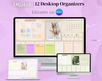 Aesthetic Desktop Wallpaper Organizer Calendar 2023, Folder Icons (Canva Editable)