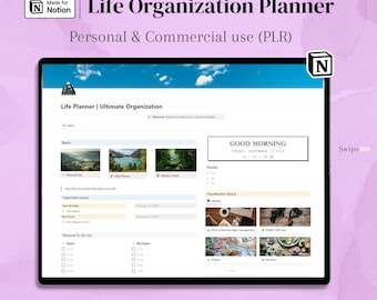 Notion Life Planner Template: Ultimate All-in-One Organization (PLR)