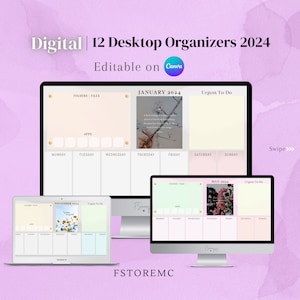 Desktop Wallpaper 12 Wallpaper Organizer 2024, Ästhetische Desktop-Hintergründe Bearbeitbar auf Canva, Canva Desktop Wallpaper Organizer, Digital Download