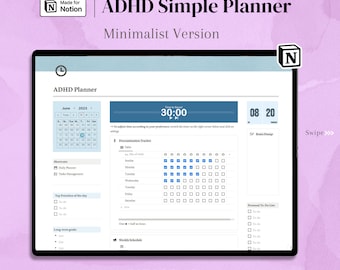 ADHD Notion Planner: Minimalist Daily Organizer (Digital Download)