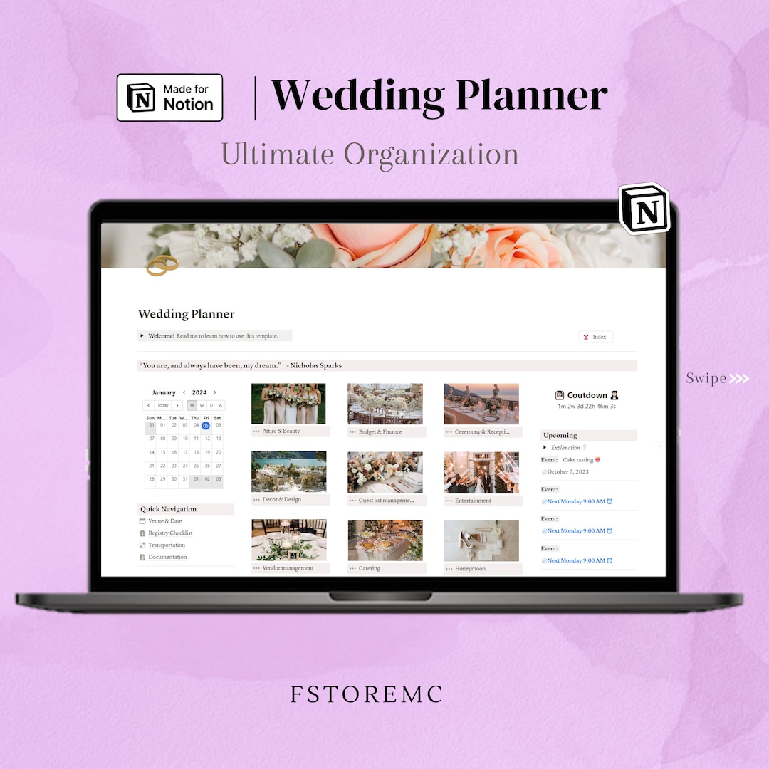 Wedding Notion Template Planner, Honeymoon Planning, Plan for Wedding ...
