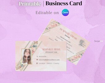Pink Business Card Template: Editable Canva Design (3.5x2 inches)