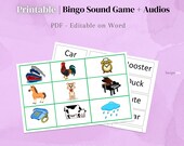 TODDLER Printable game Bingo Sound with audios included - educational game