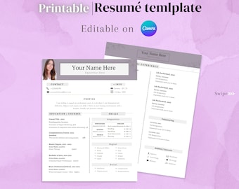 Aesthetic Resume Template, Editable CV Design, US Letter & A4 (Canva)