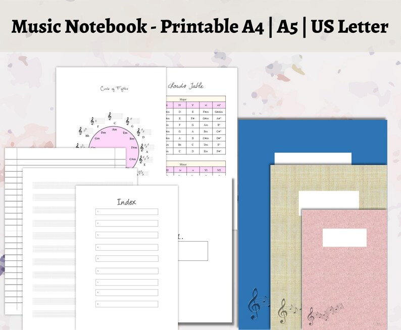 Music Notebook Digital Printable PDF A4 A5 US Letter Etsy