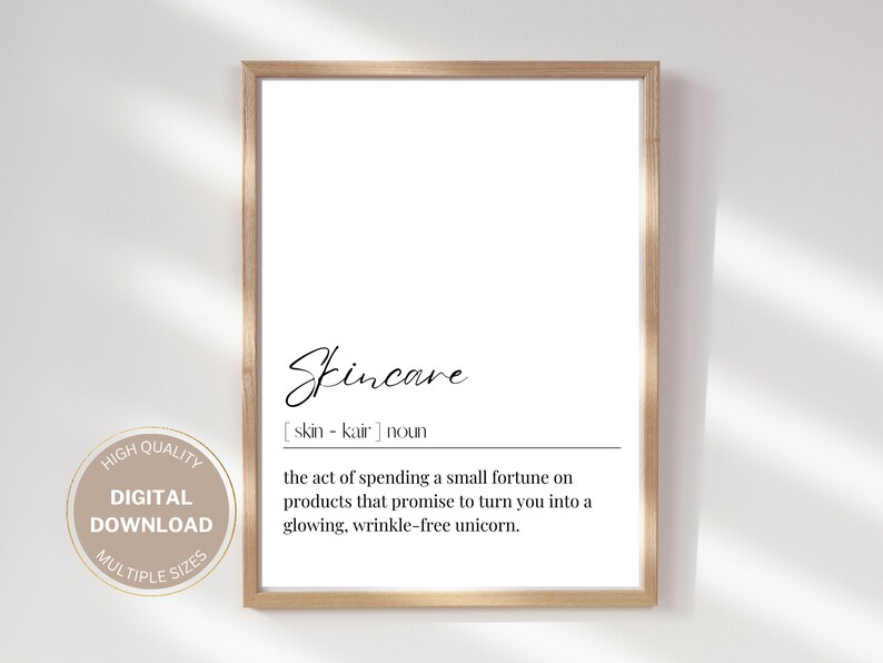 Skincare Definition Print, Skincare Wall Art, Esthetician Business