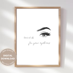 Eyebrow Bar Poster, Printable Wall Art, PMU Artist Decor, Microblading Wall Print, Eyebrow Clipart, Brow Artist Gift Idea, Beauty Salon Art