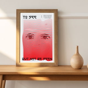 Pôster de arte de parede de olho, decoração de casa, tipografia, impressão surrealista, estética abstrata, olhos, arte impressa, pôster de arte retrô